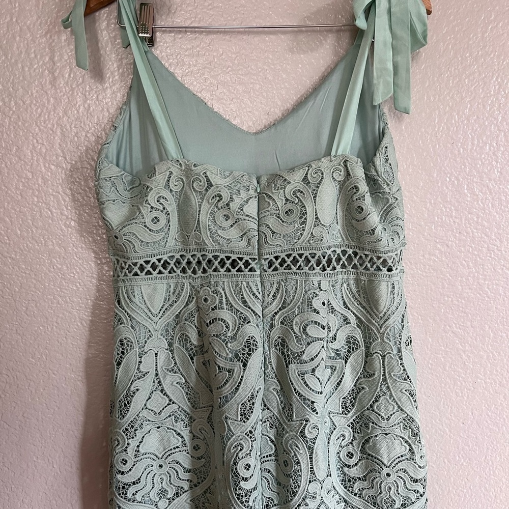 Won Your Heart Sage Green Lace Tie-Strap High-Low Midi Dress - Picture 4 of 9